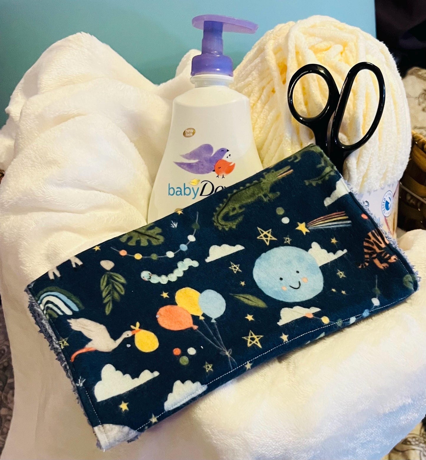 Absorbent Terry & Soft Flannel Baby Burp Cloths | Perfect Baby Shower Gift | Practical Newborn Essentials new mom. Order is for a single.