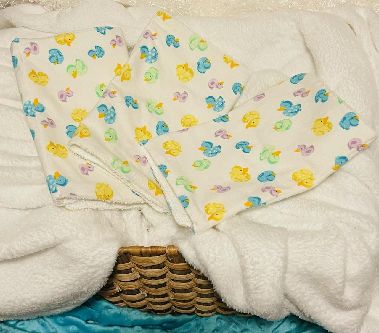 Rubber Duck Terry & Soft Flannel Baby Burp Cloths | Perfect Baby Shower Gift | Practical Newborn Essentials new mom, order is for a single