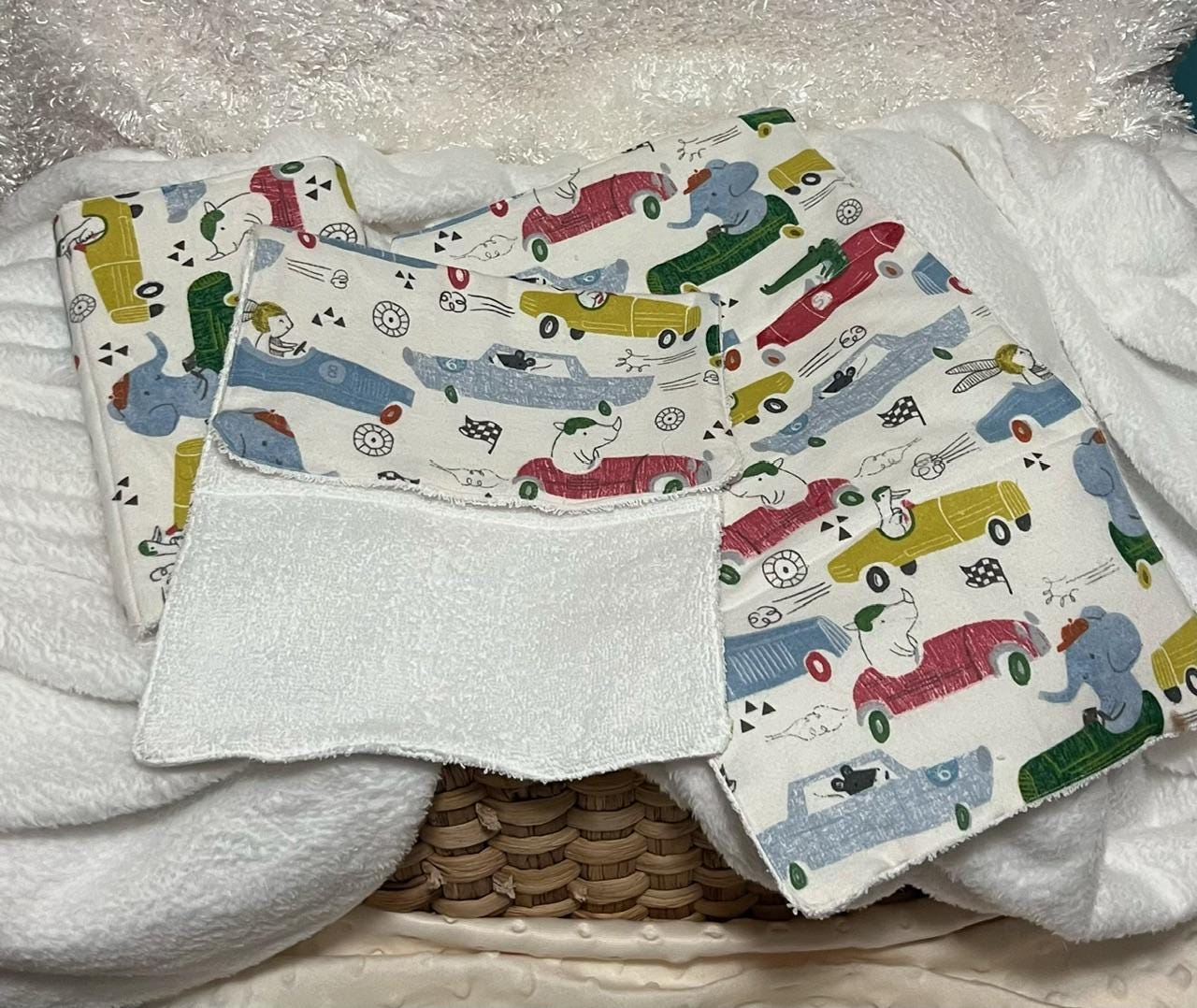 Cars Terry & Soft Flannel Baby Burp Cloths | Perfect Baby Shower Gift | Practical Newborn Essentials new mom, order is for a single