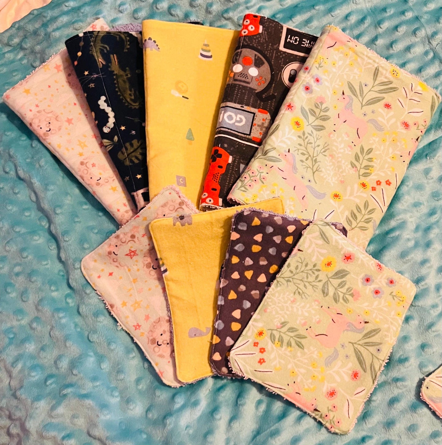 Absorbent Terry & Soft Flannel Baby Burp Cloths | Perfect Baby Shower Gift | Practical Newborn Essentials new mom. Order is for a single.