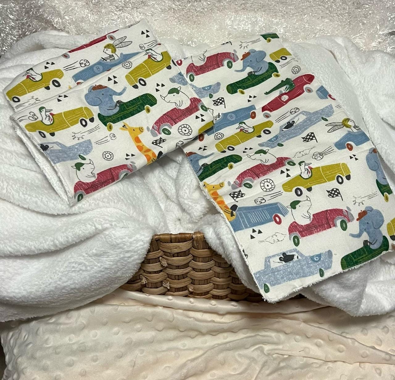 Cars Terry & Soft Flannel Baby Burp Cloths | Perfect Baby Shower Gift | Practical Newborn Essentials new mom, order is for a single