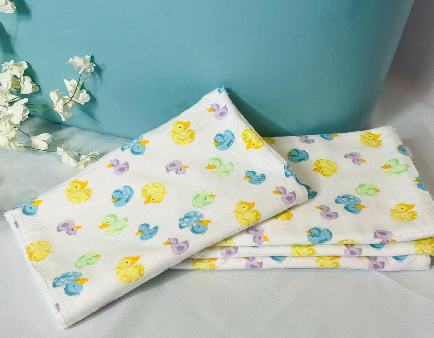 Rubber Duck Terry & Soft Flannel Baby Burp Cloths | Perfect Baby Shower Gift | Practical Newborn Essentials new mom, order is for a single