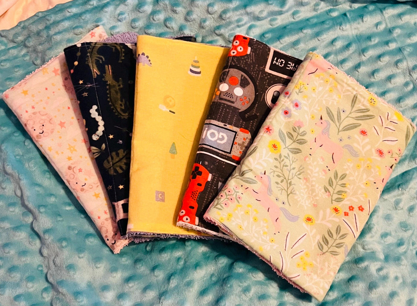 Absorbent Terry & Soft Flannel Baby Burp Cloths | Perfect Baby Shower Gift | Practical Newborn Essentials new mom. Order is for a single.