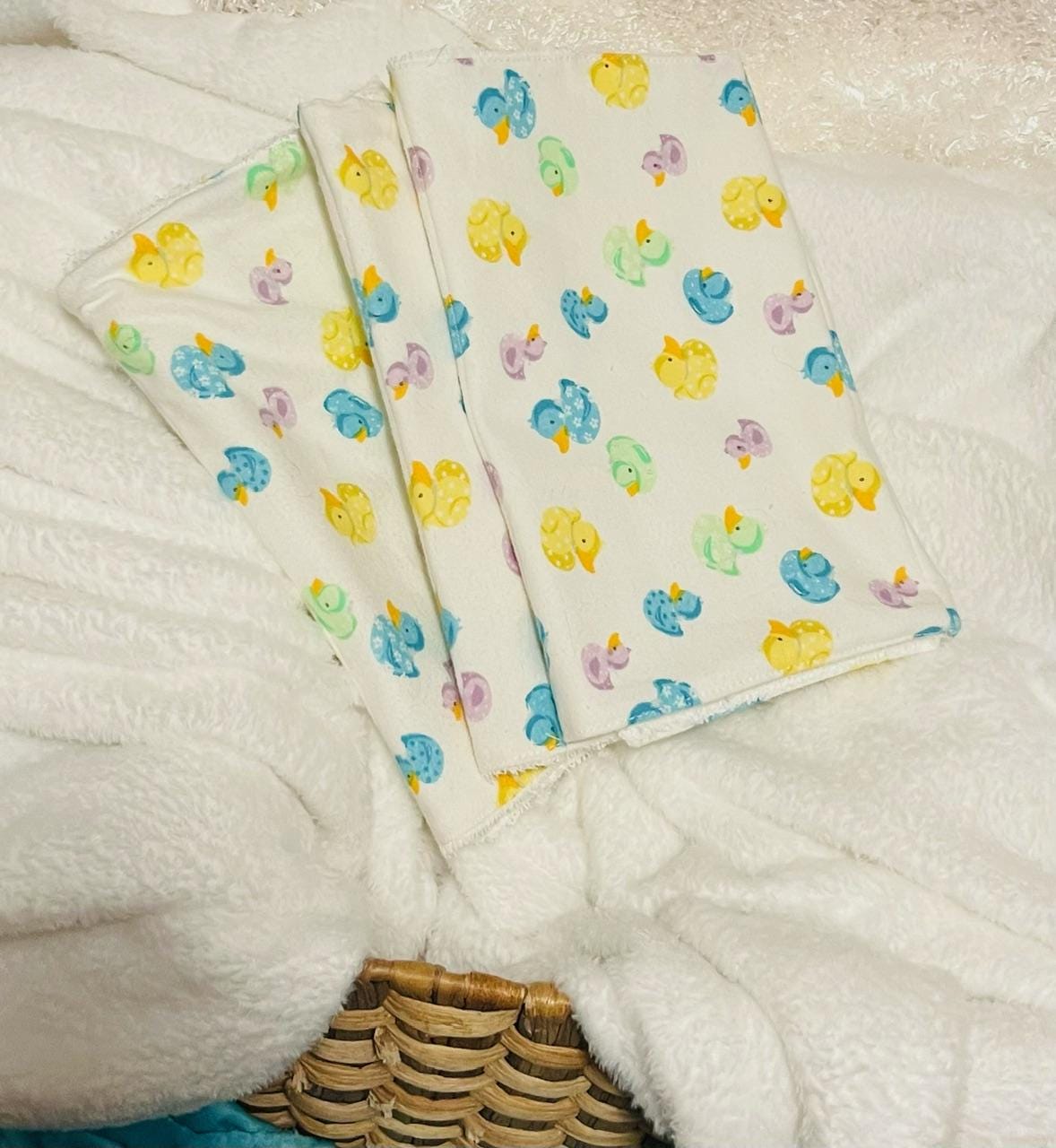 Rubber Duck Terry & Soft Flannel Baby Burp Cloths | Perfect Baby Shower Gift | Practical Newborn Essentials new mom, order is for a single