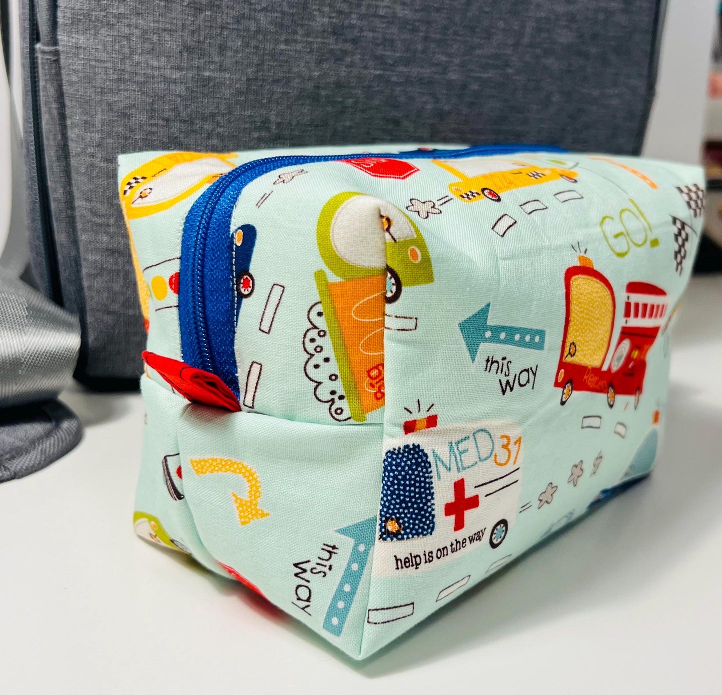 Safe sided storage bag, Ambulance, Fire truck, Police Car, Help is on the way. Great for travel.