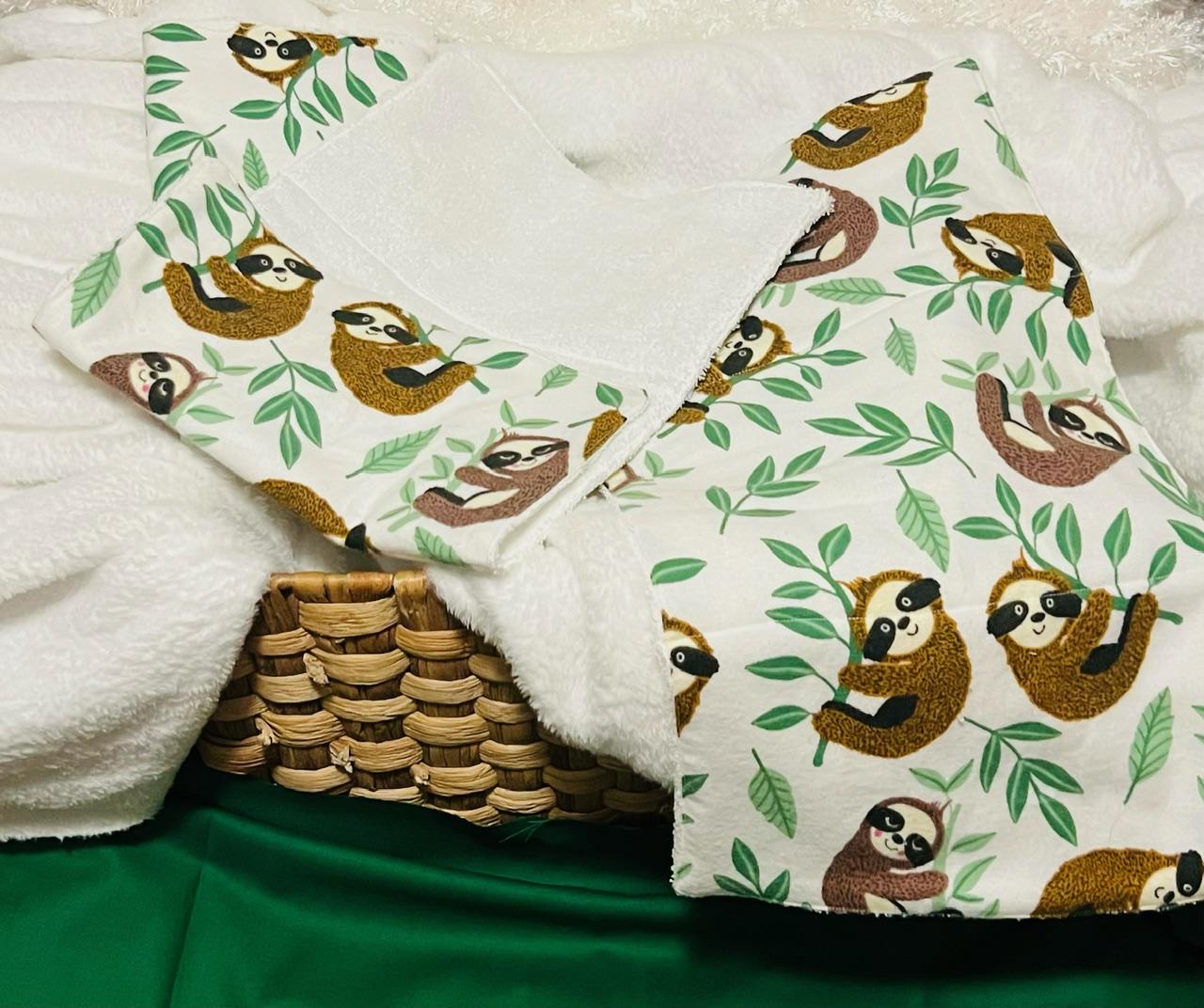 Sloth Terry & Soft Flannel Baby Burp Cloths | Perfect Baby Shower Gift | Practical Newborn Essentials new mom. Order is for a single.