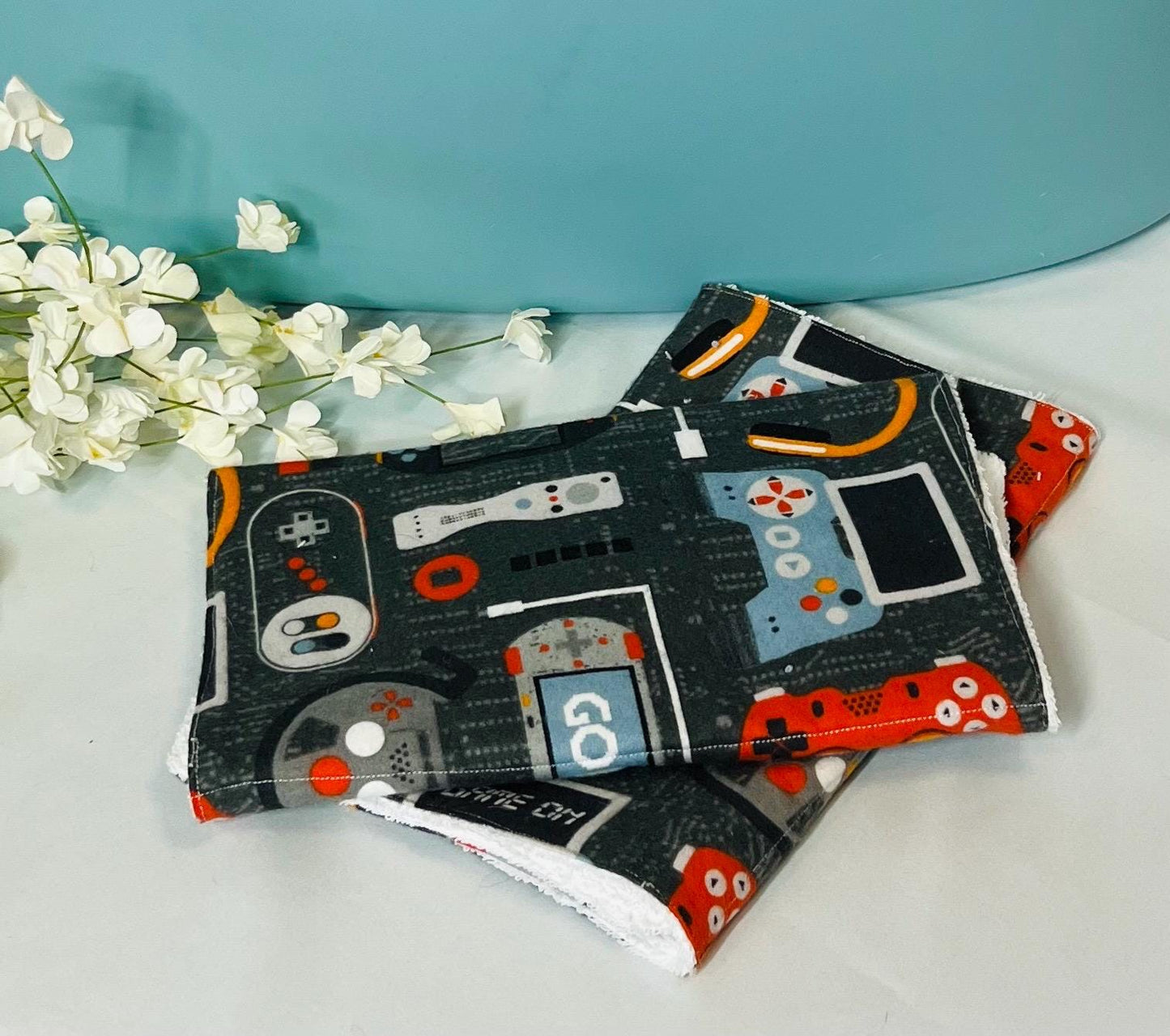 Absorbent Terry & Soft Flannel Baby Burp Cloths | Perfect Baby Shower Gift | Practical Newborn Essentials new mom. Order is for a single.