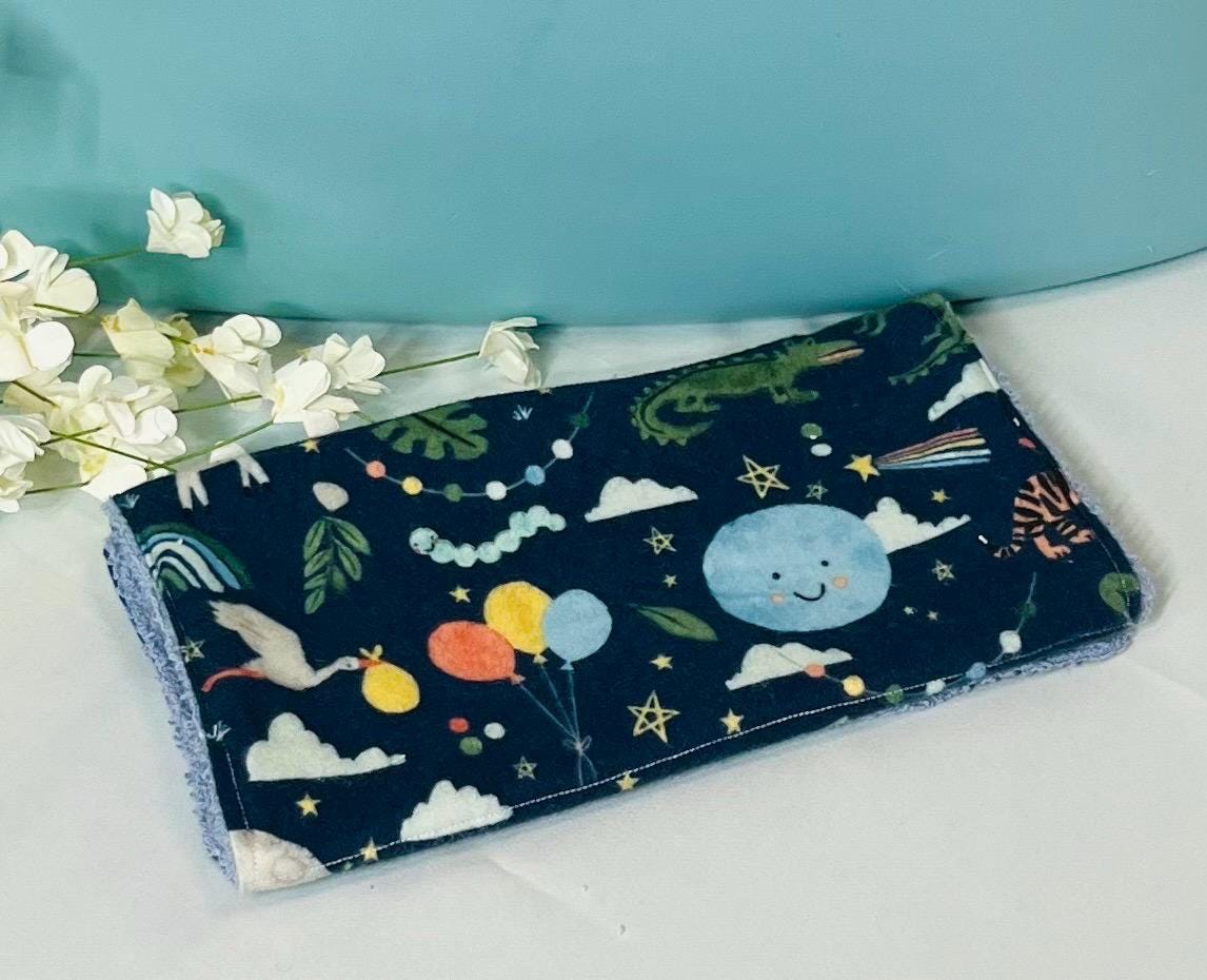 Absorbent Terry & Soft Flannel Baby Burp Cloths | Perfect Baby Shower Gift | Practical Newborn Essentials new mom. Order is for a single.