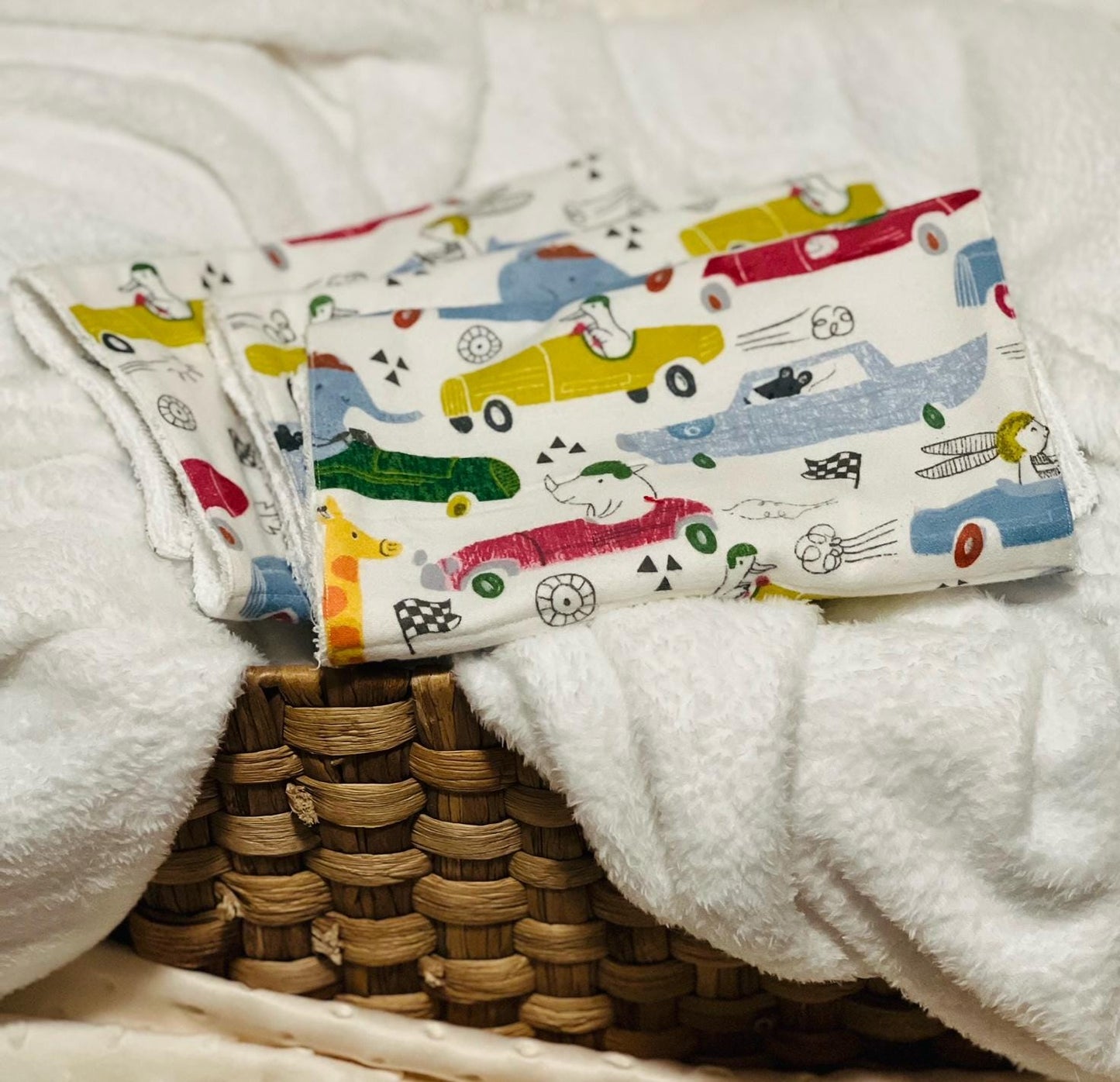 Cars Terry & Soft Flannel Baby Burp Cloths | Perfect Baby Shower Gift | Practical Newborn Essentials new mom, order is for a single