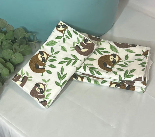 Sloth Terry & Soft Flannel Baby Burp Cloths | Perfect Baby Shower Gift  | Practical Newborn Essentials new mom. Order is for a single.