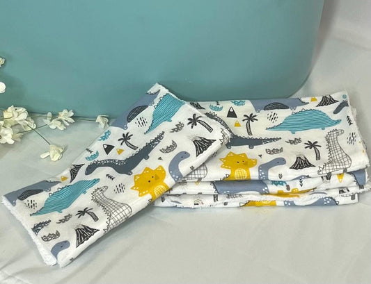 Dinosaur Terry & Soft Flannel Baby Burp Cloths | Perfect Baby Shower Gift  | Practical Newborn Essentials new mom. Order is for a single.